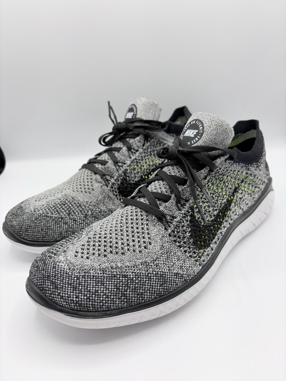 NIKE FREE RN FLYKNIT 2018 "Oreo" White Black 942838-101 Men’s Sz 12 Excellent